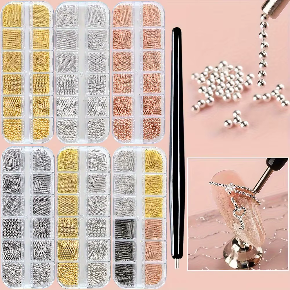 Mini perles de Caviar pour décoration des ongles, 2 pièces/lot, décorations pour Nail Art, Micro bou