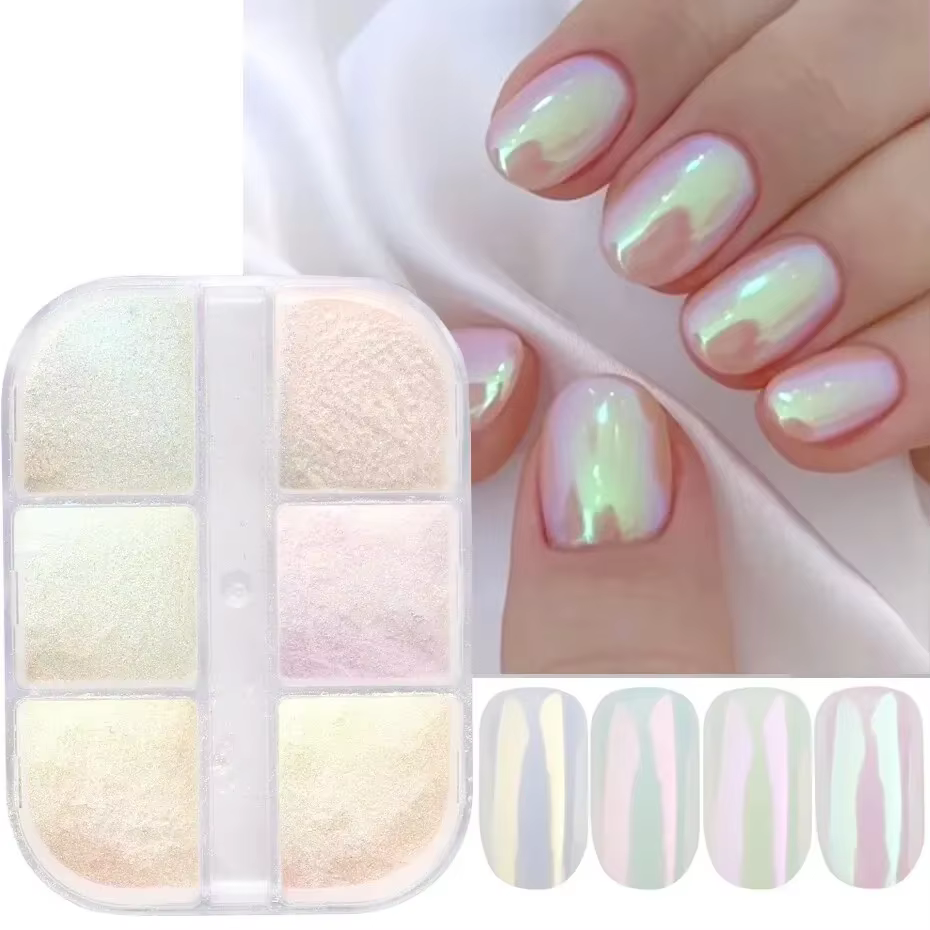 Poudre à ongles effet miroir clair de lune, pigment métallique effet chrome, gel de polissage, pouss