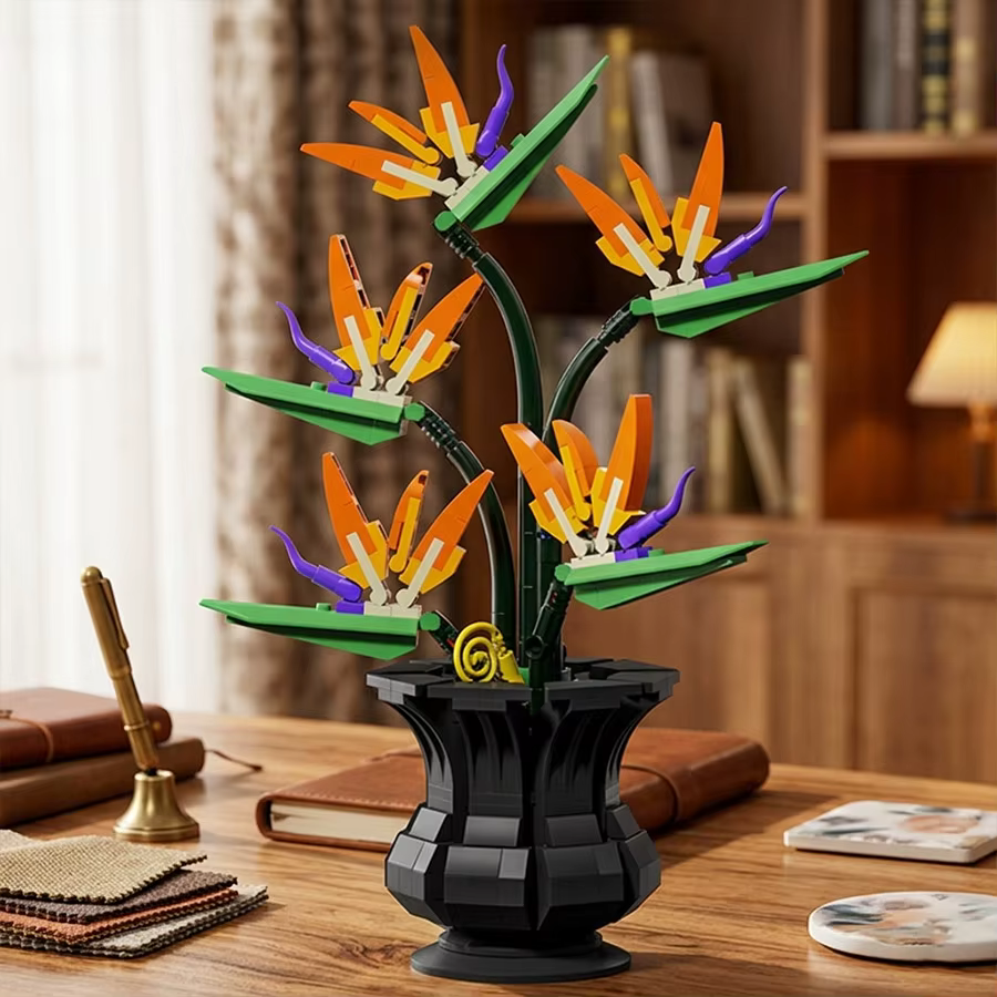Ensemble de blocs de construction Bonsaï Oiseau de paradis, modèle de plante artificielle, kit de bl