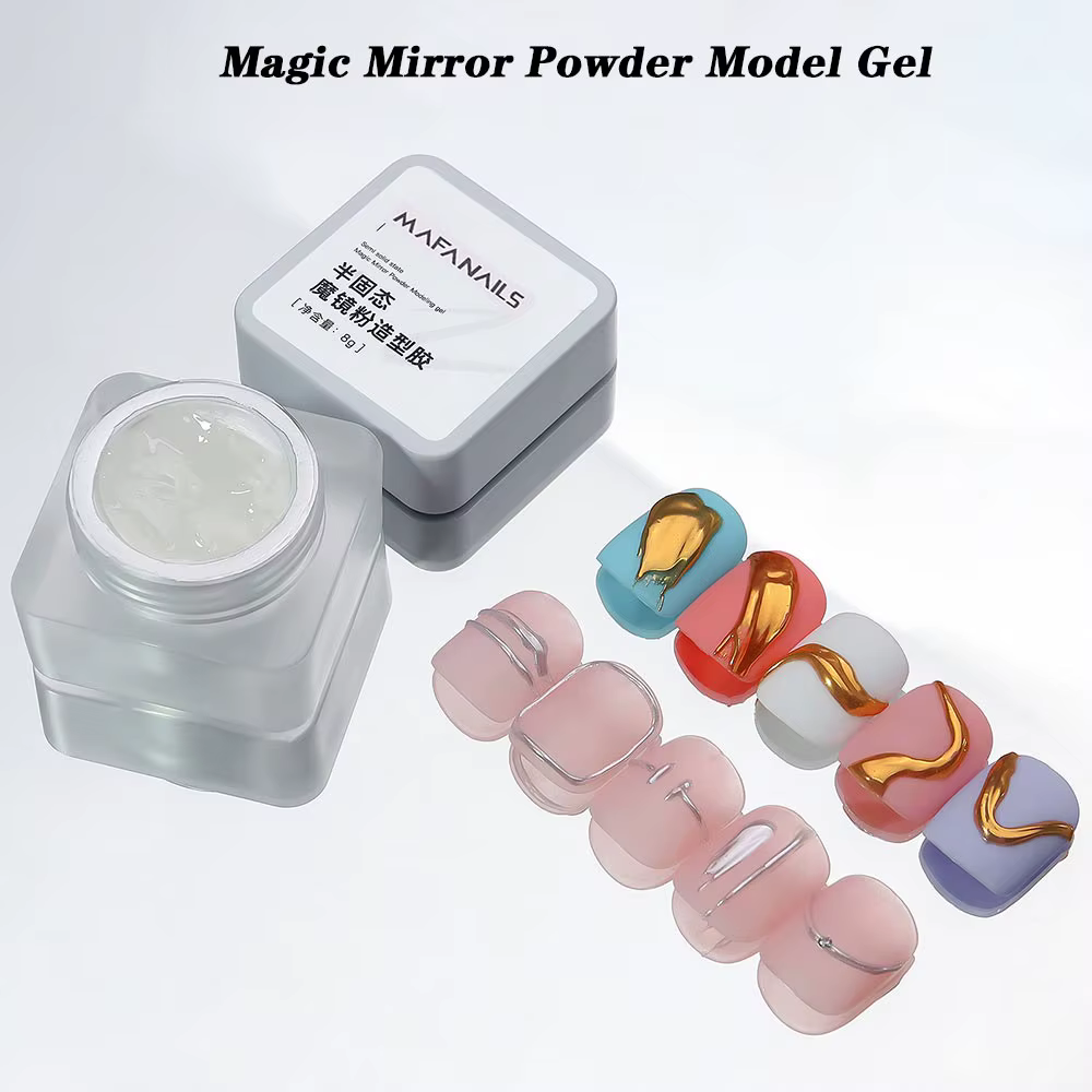 Poudre de miroir magique semi-solide, Gel de modélisation 3D, photothérapie transparente, colle pour