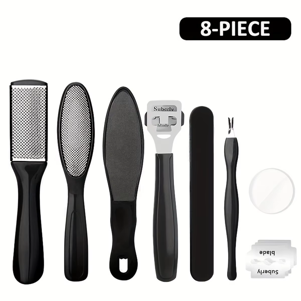 Ensemble de pédicure dans une boîte, y compris lime à pieds, grattoir à pieds, ensemble d'outils de 
