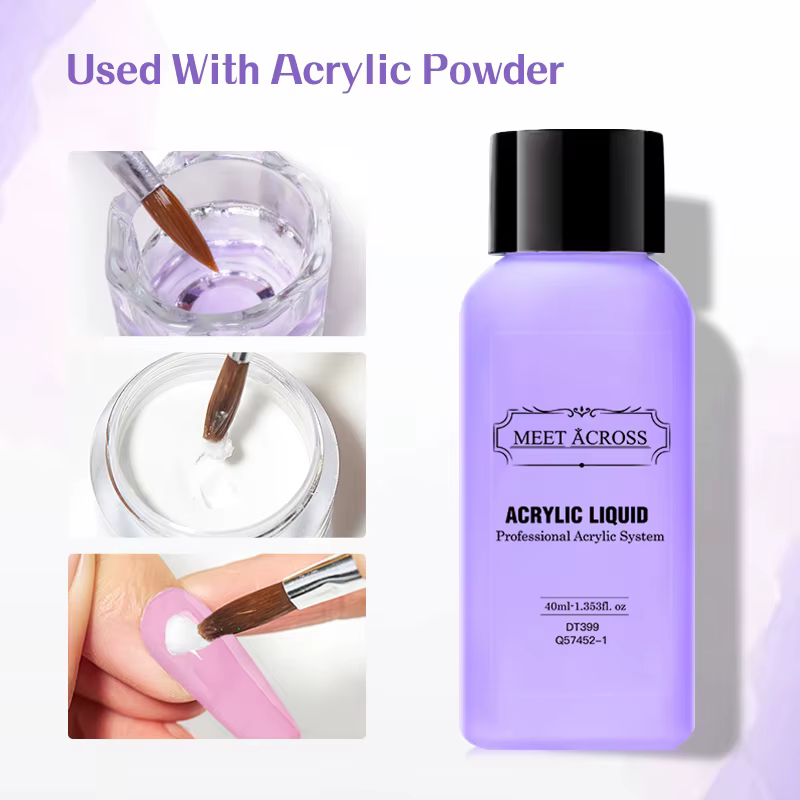 MEET ACROSS 40ml liquide acrylique pour poudre acrylique poussière ongles monomère cristal Nail Art