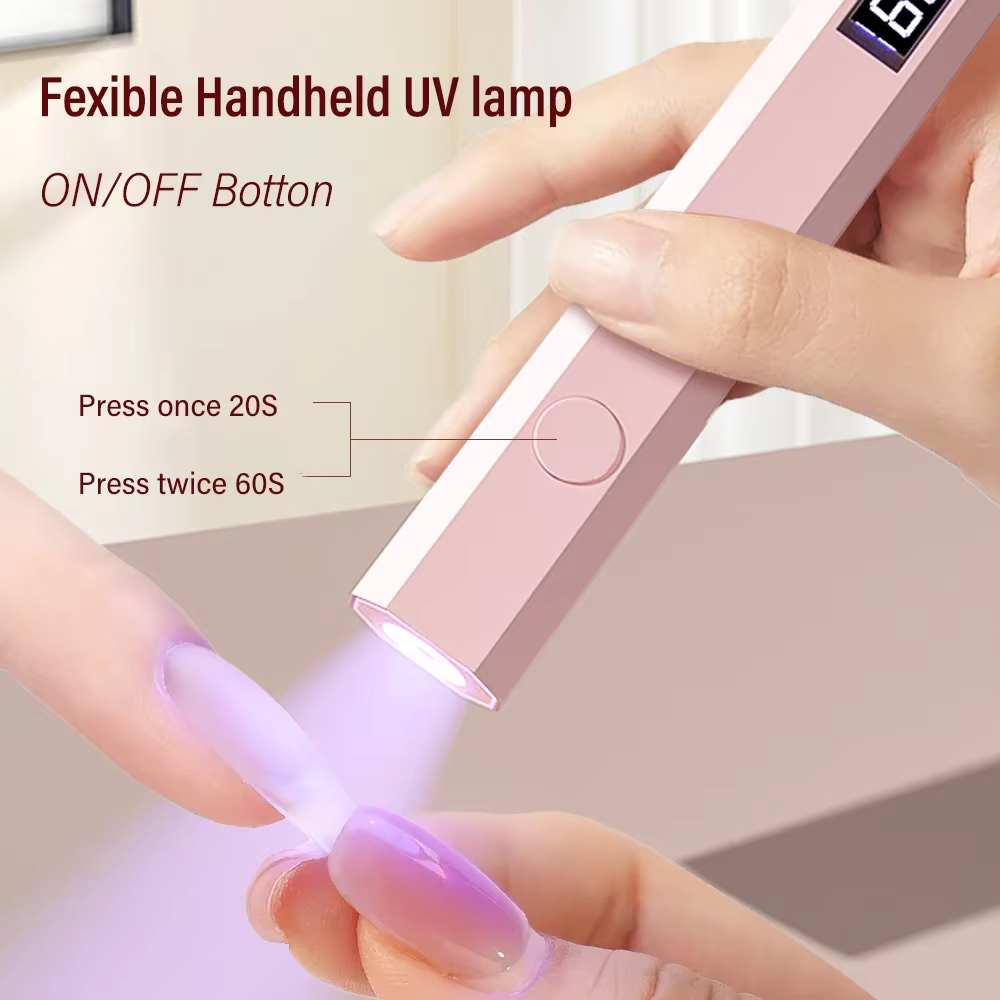 YIKOOLIN-Mini lampe à ongles UV sans fil avec affichage LED, lampe de luminothérapie portable