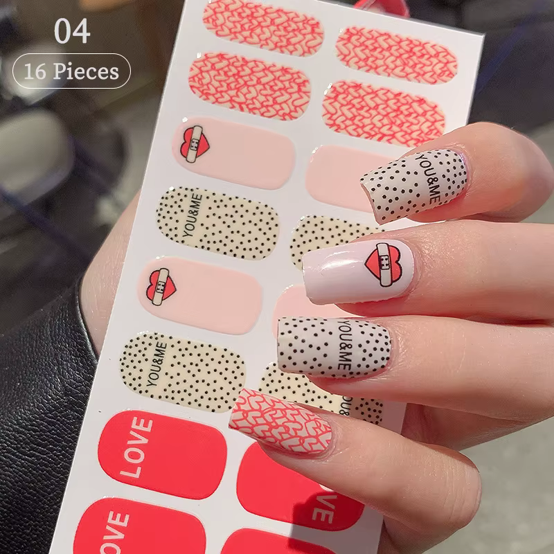Autocollants pour ongles sans cuisson, Design à paillettes roses, Style français, couleur unie, couv