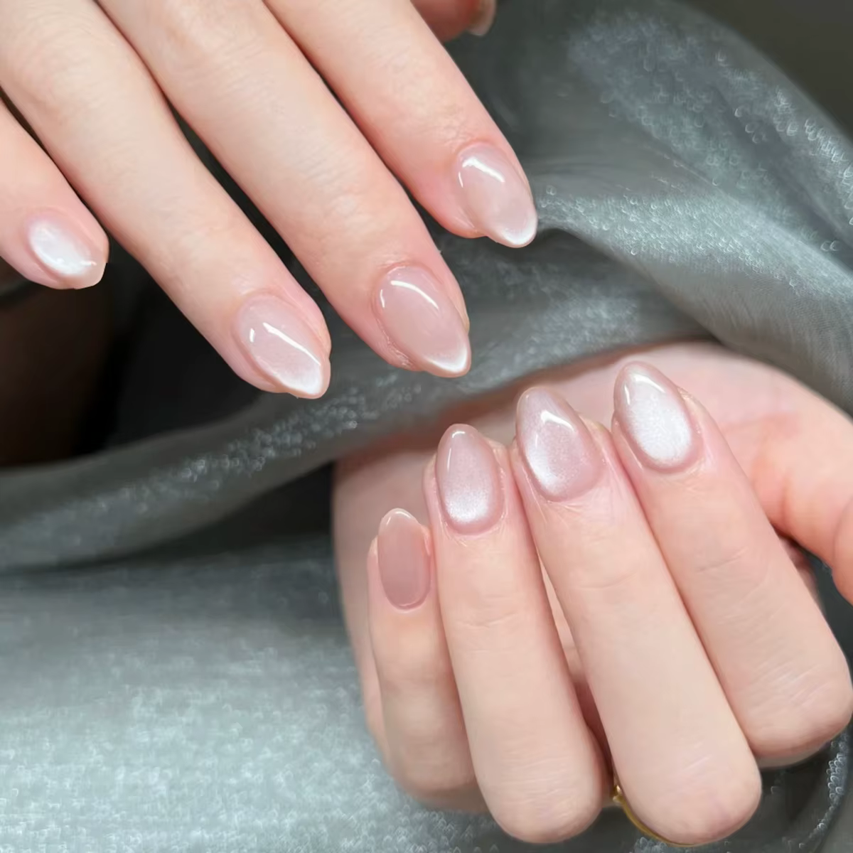 Faux ongles œil de chat en cristal, 24 pièces, courts, à pression en amande, brillant, bâton de pail