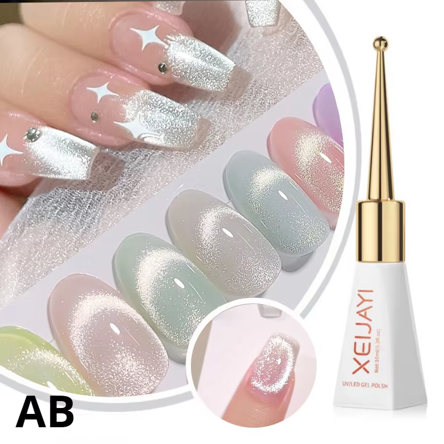 XEIJAYI perle de verre scintillante Gel oeil de chat vernis à ongles Gel magnétique réfléchissant co