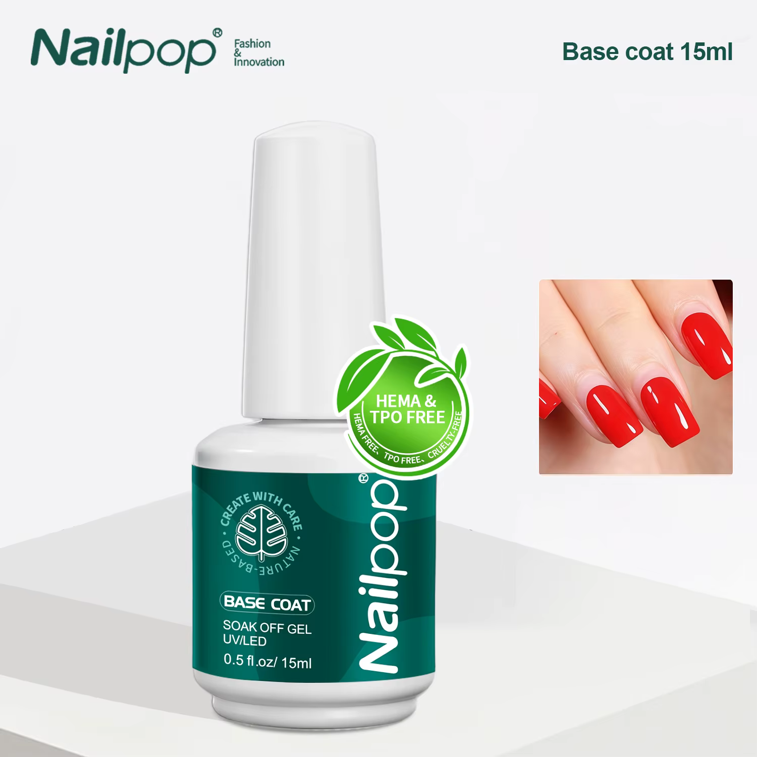 Nailpop couche de Base supérieure Gel HEMA/TPO gratuit professionnel tremper UV/LED durci longue dur