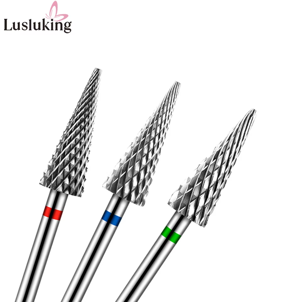 Forets à ongles en tungstène carbide, accessoire de manucure électrique, fraises pour dissolvant de 