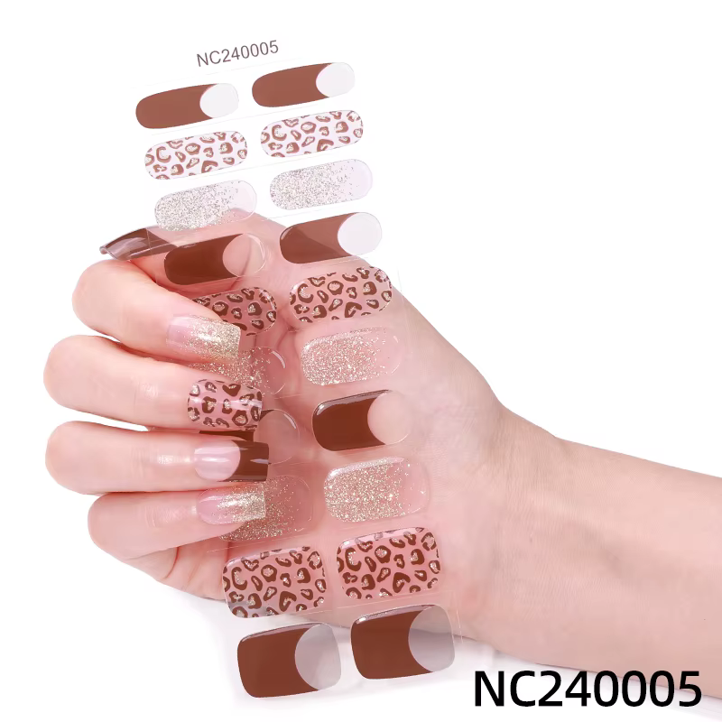 Mode Semi - cured gel Nail Art autocollant manucure UV LED lumière flash fleur ongle autocollant imp