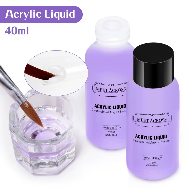 MEET ACROSS 40ml liquide acrylique pour poudre acrylique poussière ongles monomère cristal Nail Art