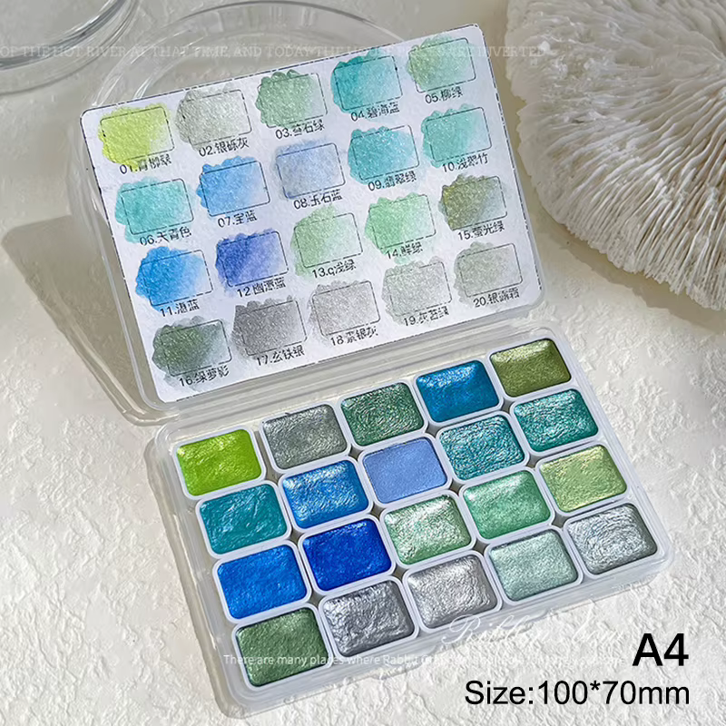 24 couleurs ongles solide Pigment Aurora nacré Nail Art aquarelle métallique Palette peinture dessin