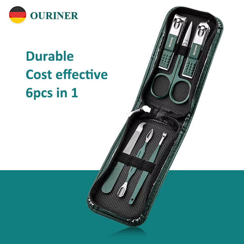 Ensemble de manucure Portable en acier inoxydable, noir brillant, coupe-ongles, outils de soins pers