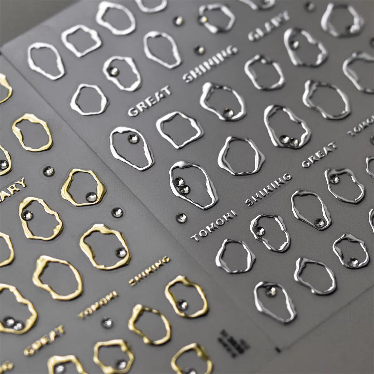 1 pièces 5D strass or argent motif irrégulier autocollant pour ongles conception Simple adhésif curs