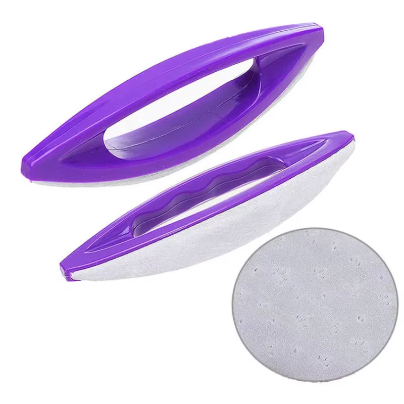 2 tampons en cuir pour Nail Art, polissage, Gel UV, outil de manucure, crème violette