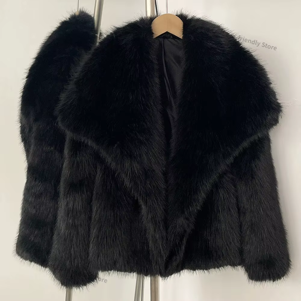 Manteau en fausse fourrure pour femme, manches longues, fourrure artificielle, manteau en fourrure m