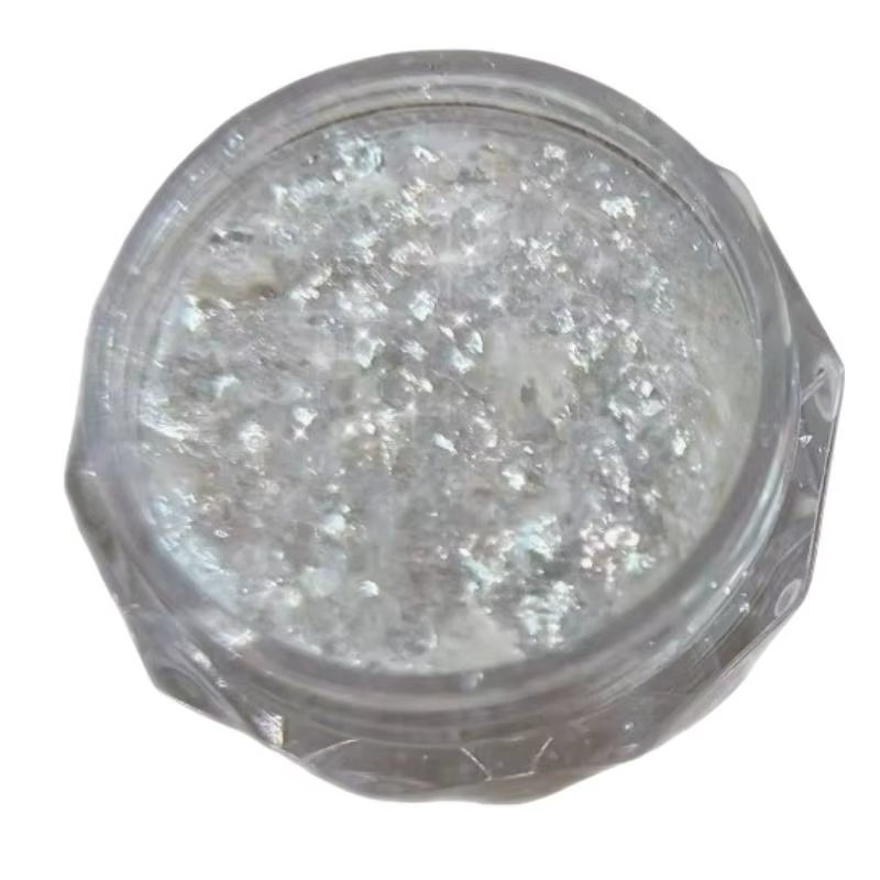 Poudre de neige pour nail art, flocons d'opale ultra-fins, paillettes fines argentées transparentes