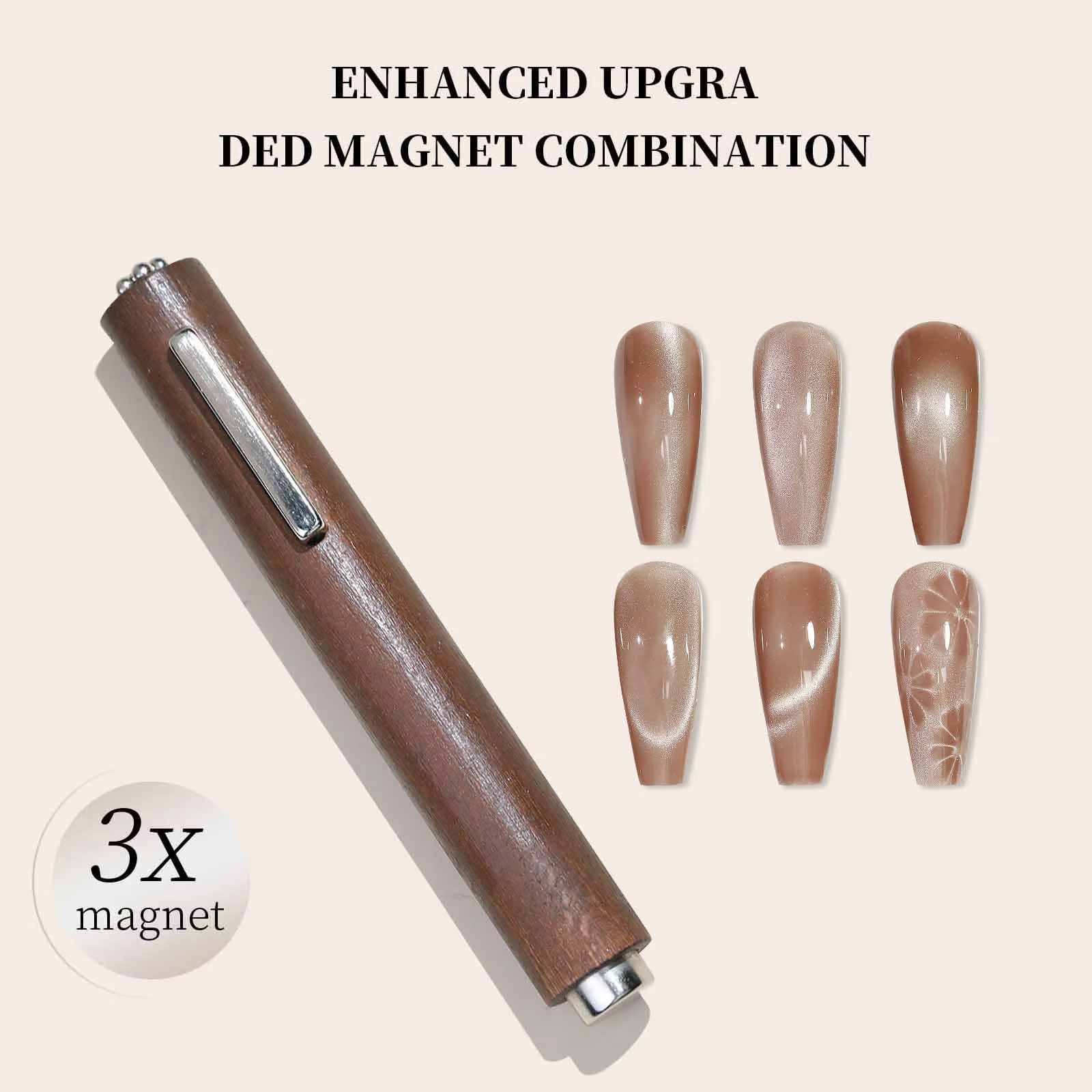 Aimant œil de chat fort multifonctionnel 3 en 1, bâton magnétique pour ongles en Gel UV/LED pour la