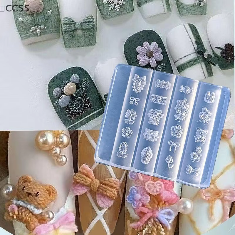 、1CC55 Raga3D Moule à ongles en silicone pour fruits Pétales de fleurs douces Modèles d'ongles féeri