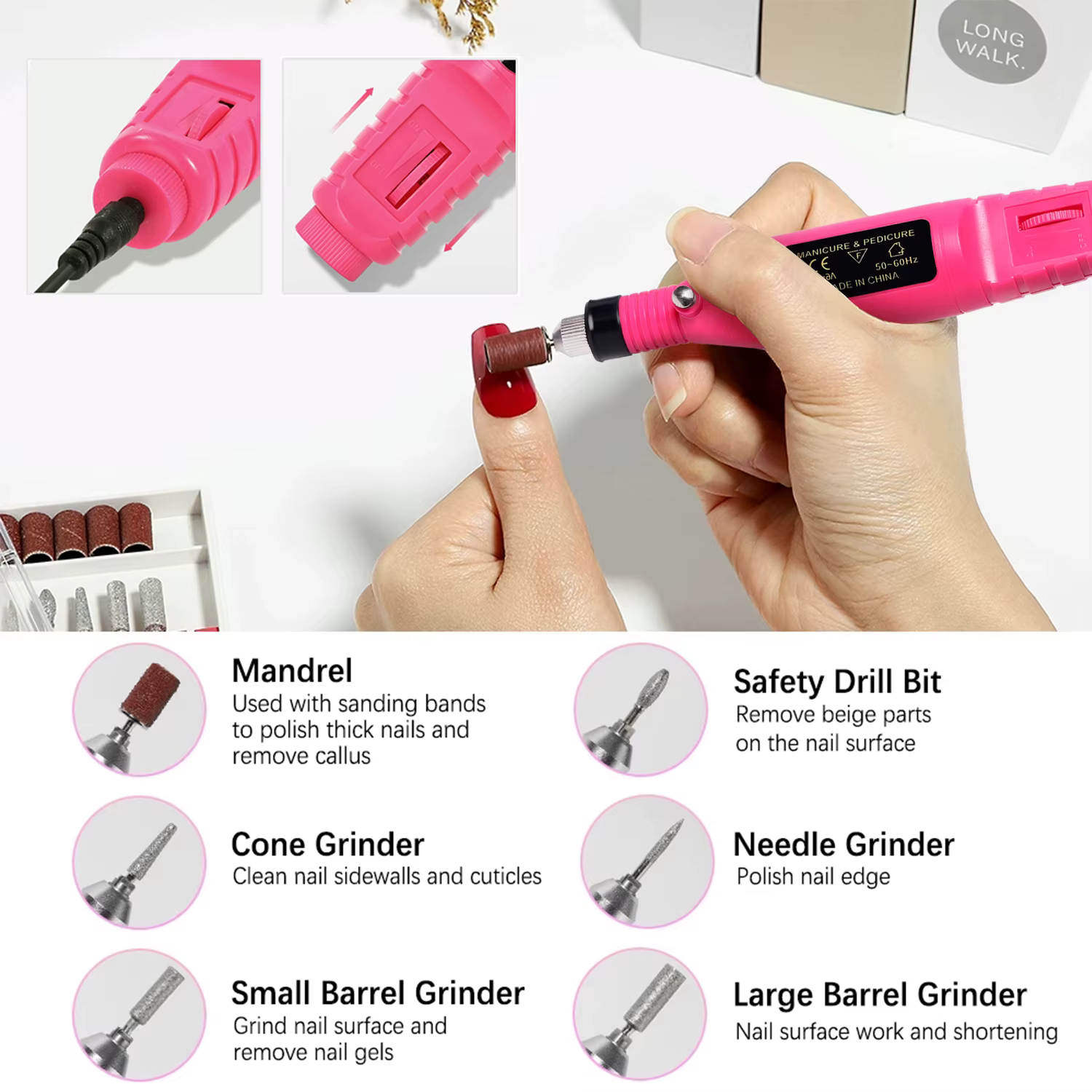LULAA Portable professionnel électrique perceuse à ongles Machine outils de manucure pédicure perceu