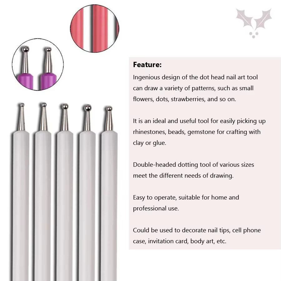 Outils de pointage pour Nail Art à double extrémité, avec 10 tailles différentes pour le pointage, l