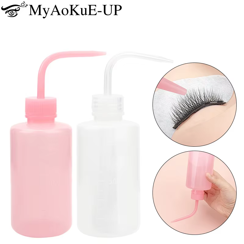 Bouteille de lavage de cils propre avec bec incurvé, bouteille de démaqucorporelle, lavage par souff