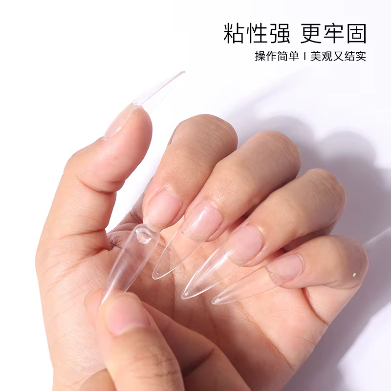 Colle Gel solide pour faux ongles, 1 pot, faux pointes en acrylique transparent, presse sur Poly con