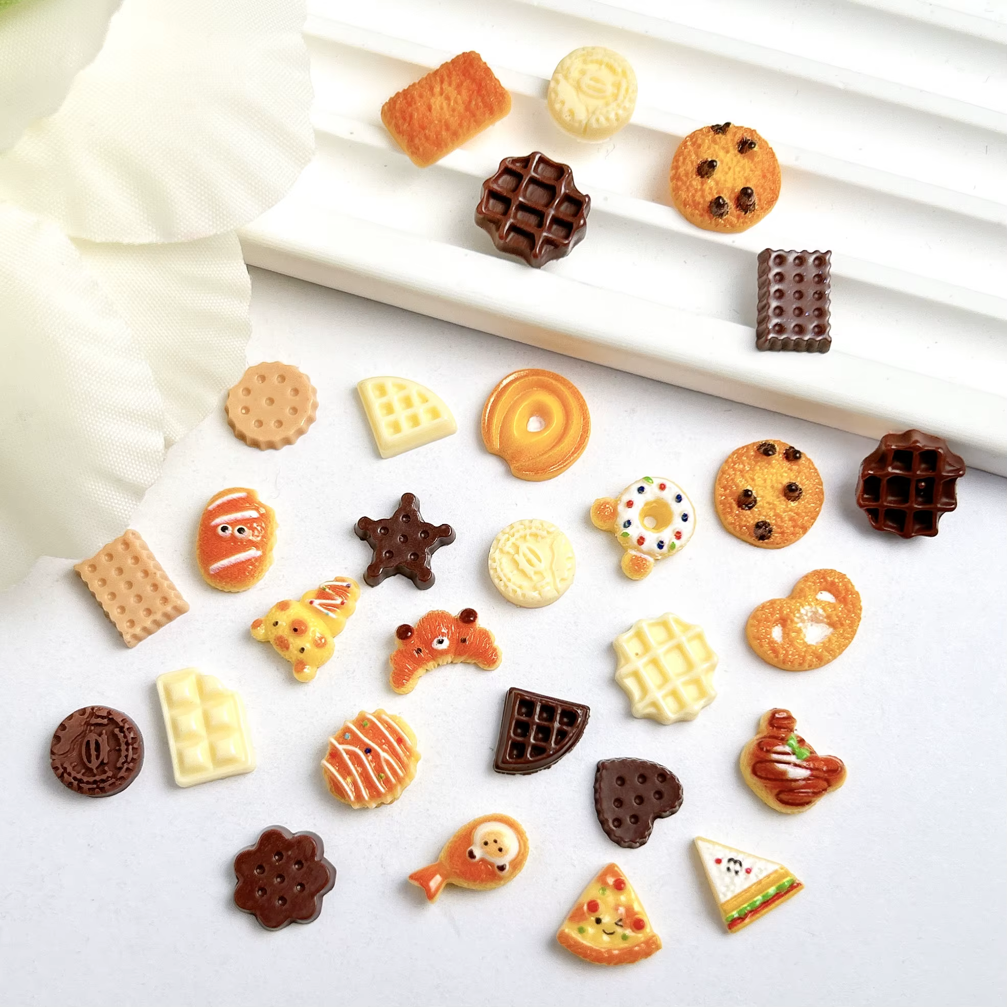 Ours créatif crème glacée chocolat Nail Art accessoires mignon simulé sourire Sandwich étoile Biscui