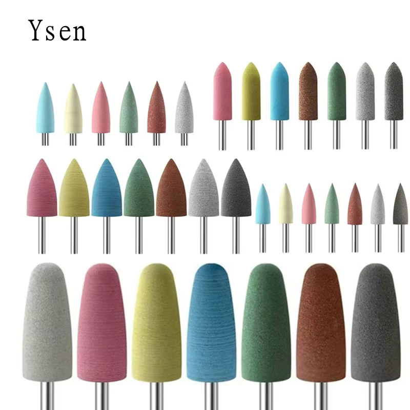 Tête Cuspidal 7 couleurs, tampon à ongles en caoutchouc et carbure de silicium, Machine de manucure