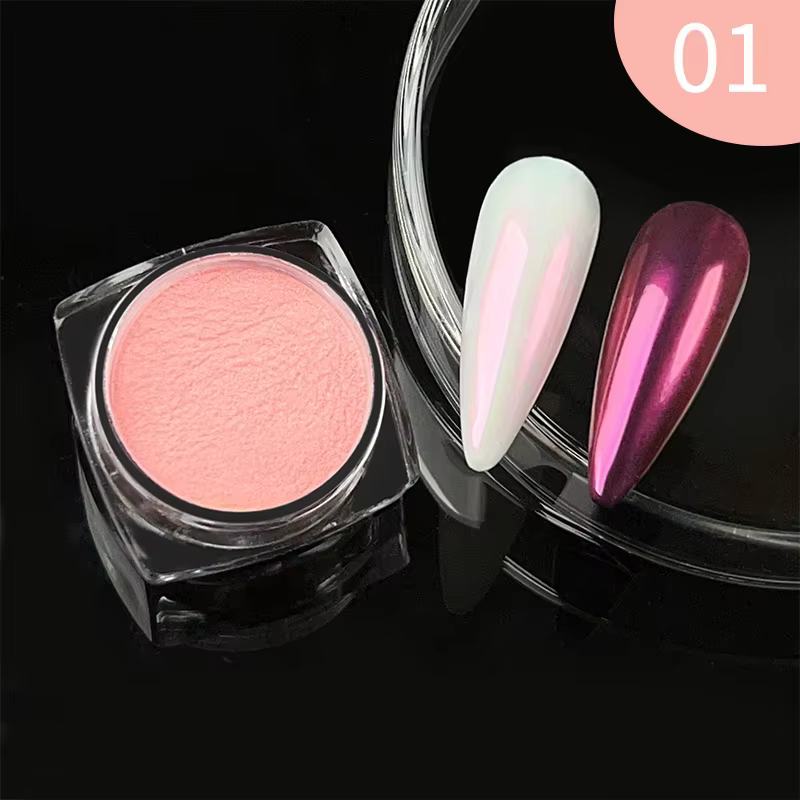 Poudre à ongles chromée Aurora Moonlight, miroir haute brillance, pigment pailmétrage fin, poussière