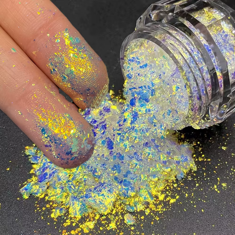 0.1g/pot Aurora caméléon Nail Art opale flocons holographique miroir magique haute brillance poudre 