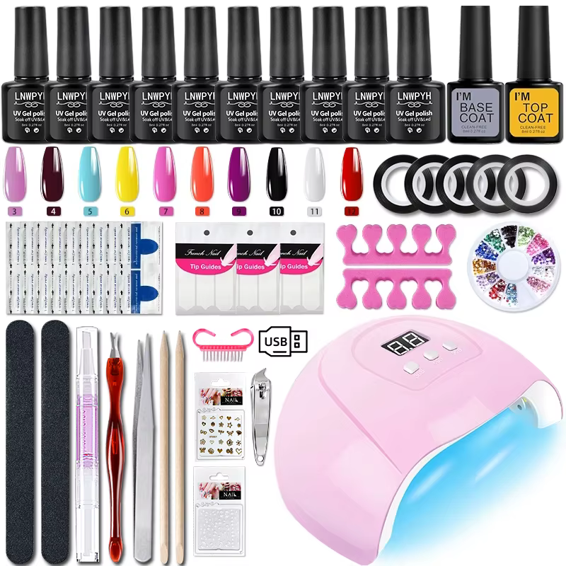 Kit de vernis Gel professionnel, ensemble de Gel pour ongles avec lampe à ongles, Kit de vernis Gel
