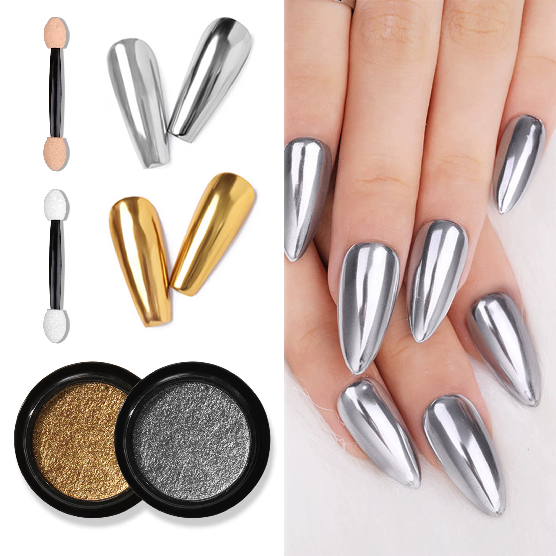 Vernis à ongles en Gel métallique, 1 pièce, paillettes métalliques, poussière à friction, Pigment br