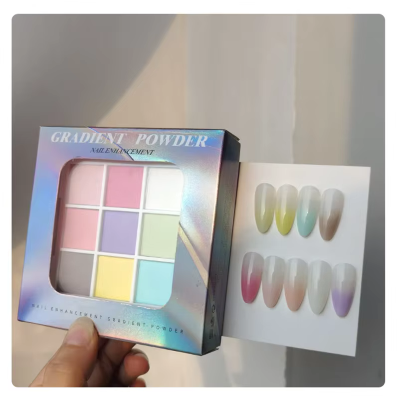 9 couleurs solide tapotement ongles poudres UV vernis décoration miroitant Fine paillettes dégradé m