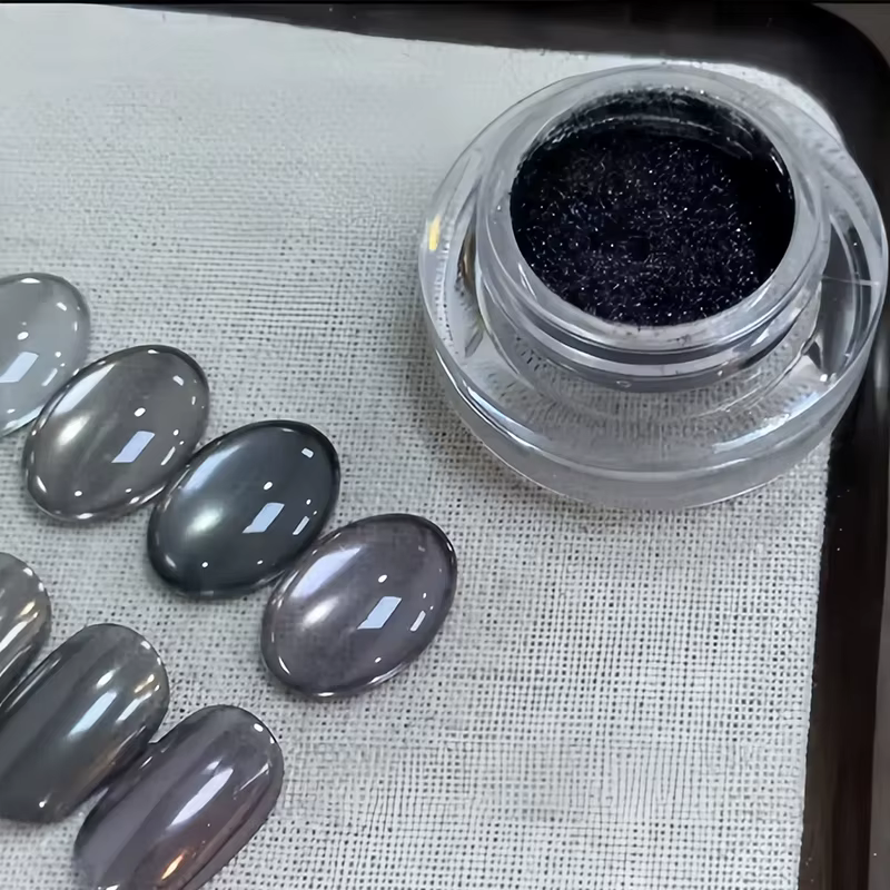 Poudre à ongles noire effet miroir, style tendance, poudre à paillettes à ongles effet miroir super 