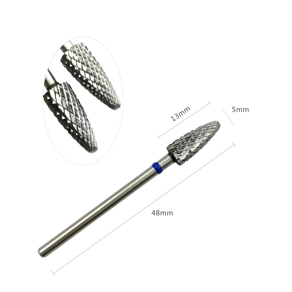 HYTOOS 5mm flamme peu 3/32 carbure forets à ongles manucure bavure enlever Gel électrique fraise acc