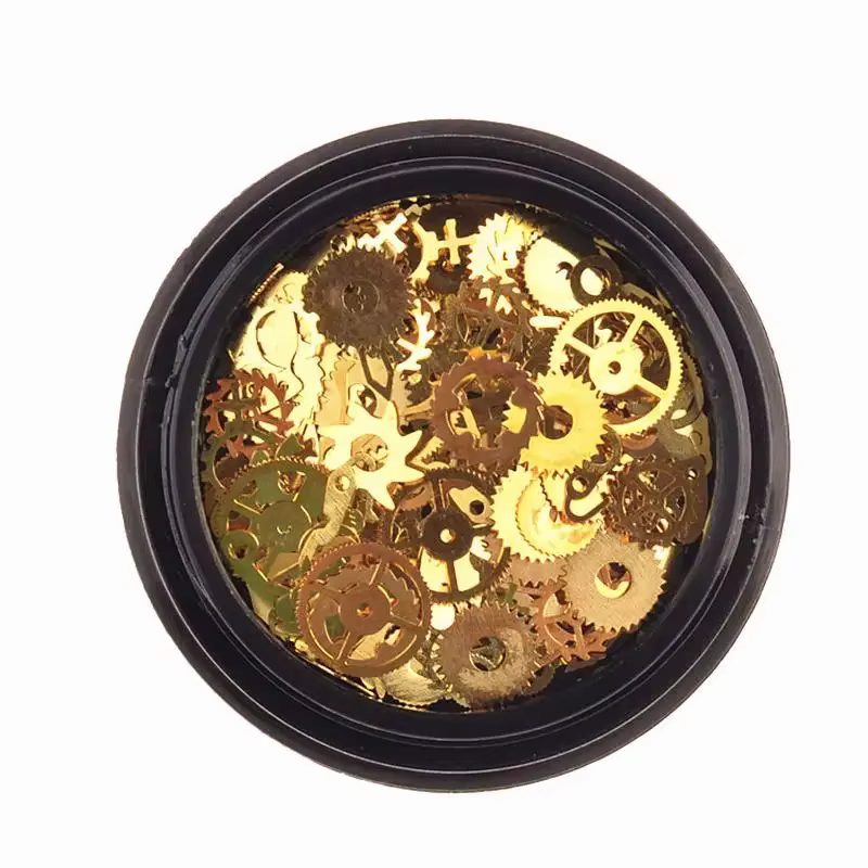 1 boîte de feuille de goujon d'engrenage en métal mixte Steampunk Nail Art décoration Dropsh dans le