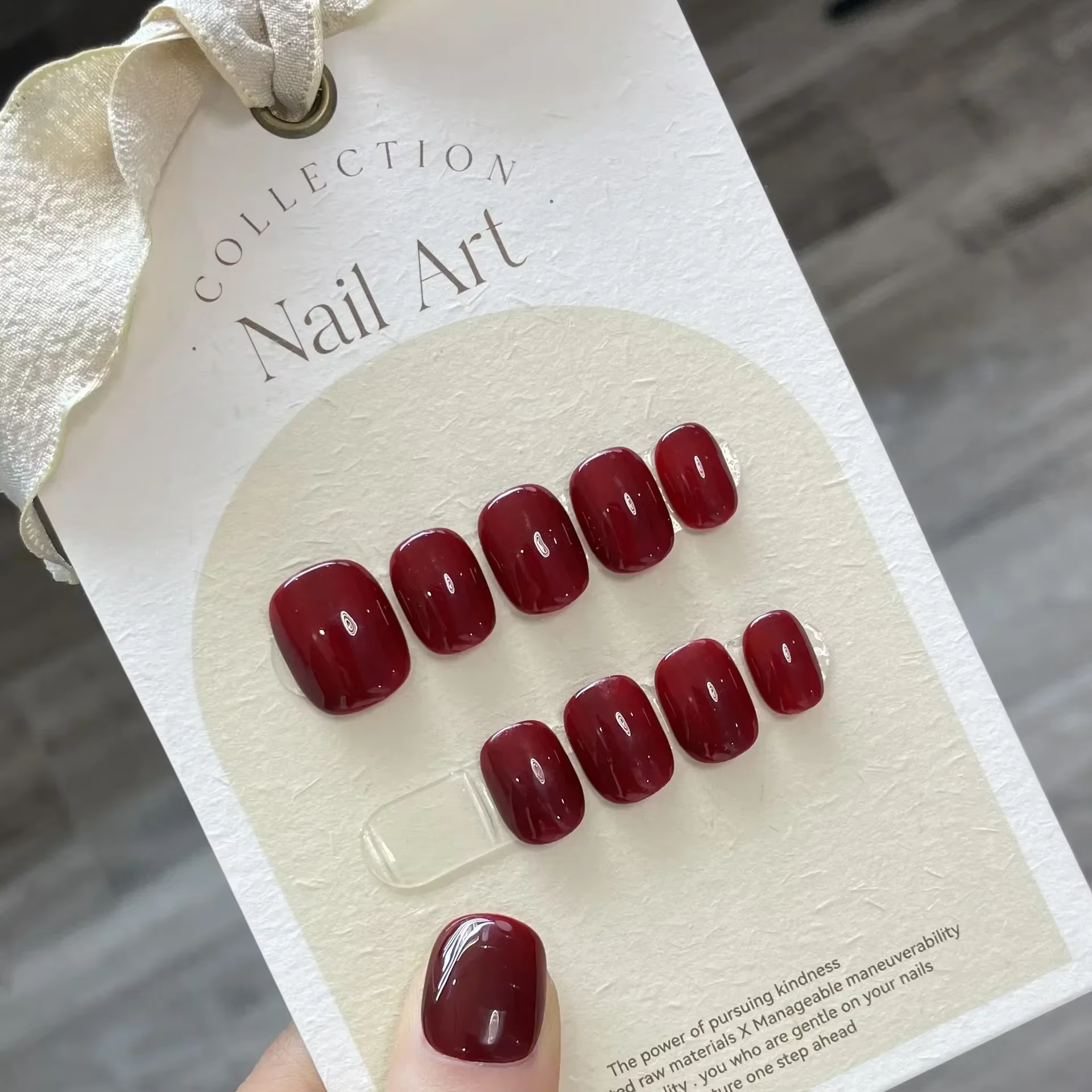 Faux ongles courts faits à la main, couleur Pure, avec colle à pression, couverture complète, tête r