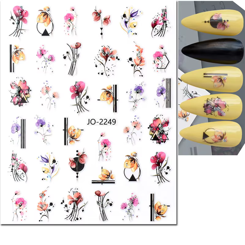 Autocollants 3d pour Nail Art, automne rétro, feuilles sèches, fleurs, bourgeons, lettres, curseur a