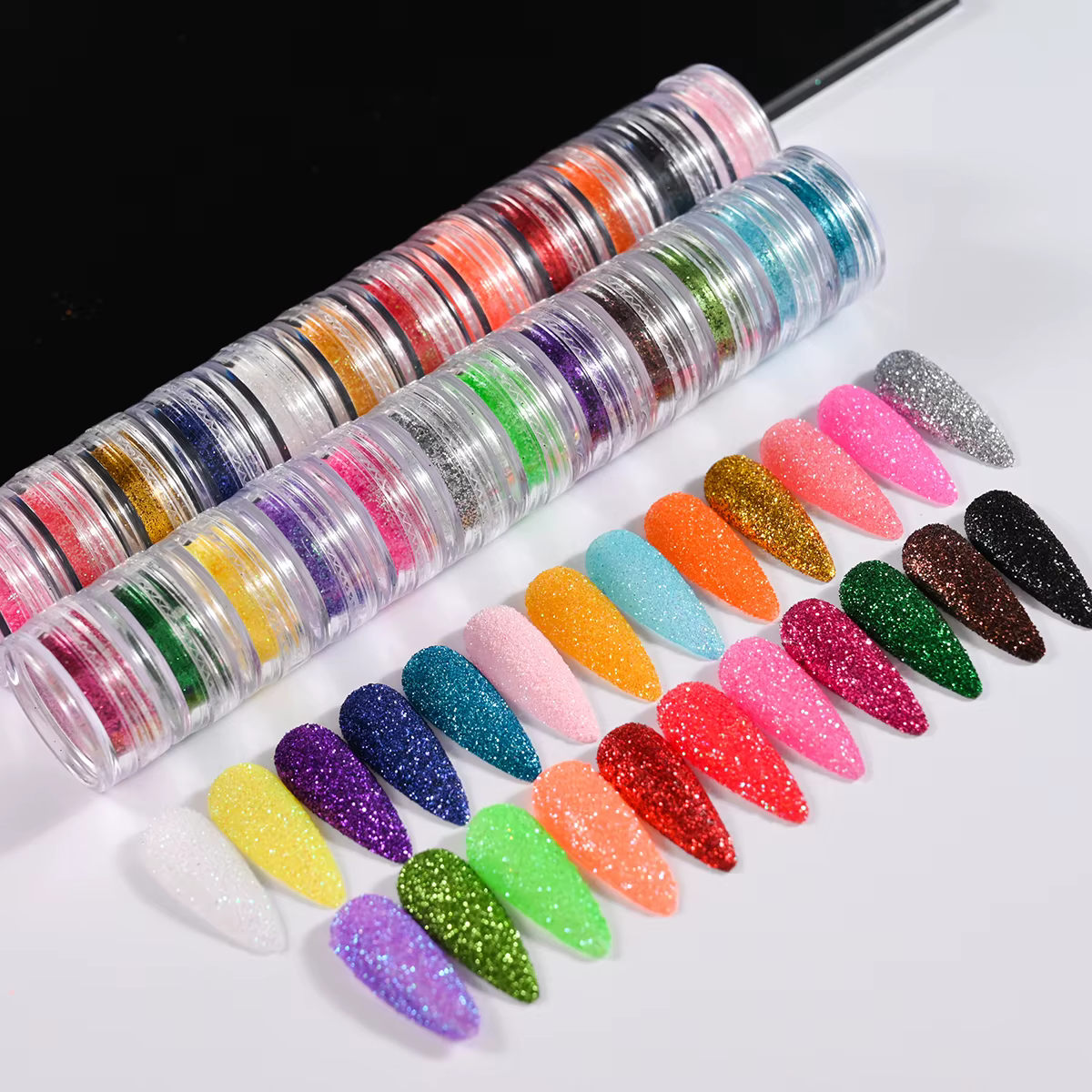 24 couleurs/ensemble holographique Nail Art paillettes poudre noël irisé sucre Chrome Pigment poussi