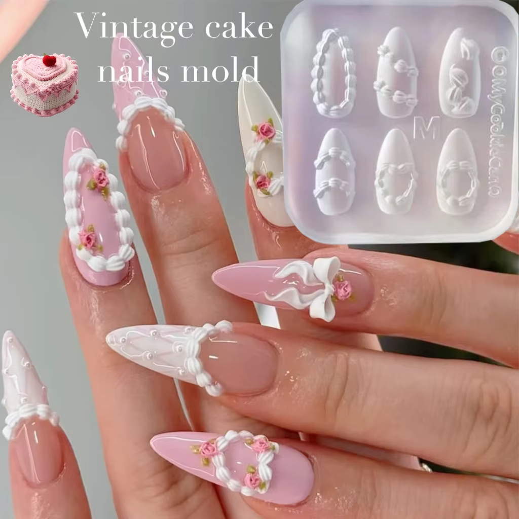 Moule à ongles 3D en Silicone, 6 styles, gâteau crème, sculpture, bricolage, Design, Nail Art, décor