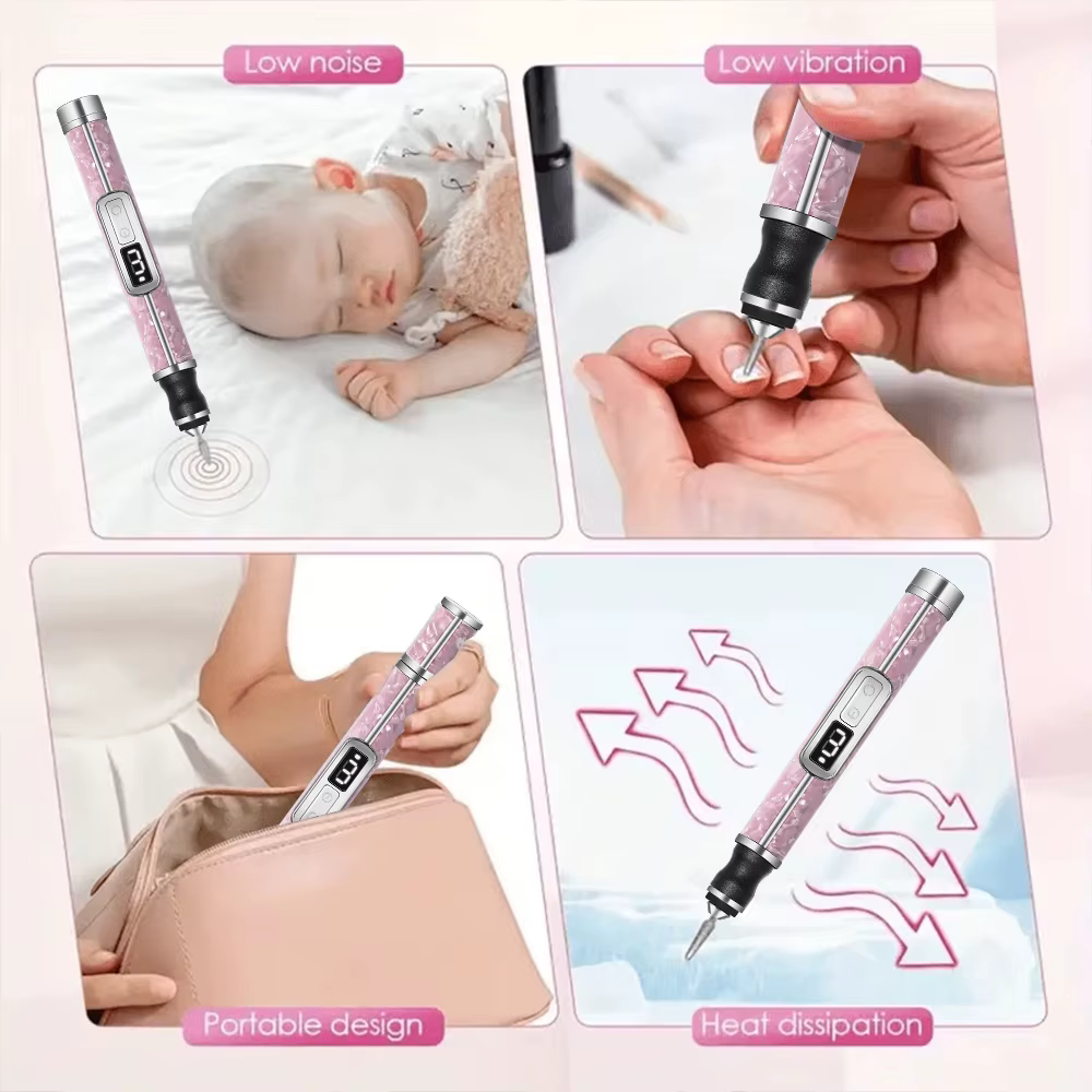 Ensemble de limes à ongles électriques sans fil, 4 vitesses réglables pour ongles en acrylique, faço