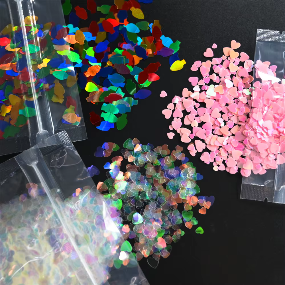 Paillettes holographiques pour ongles, 10g, cœur d'amour rose, décoration Nail Art, taille mixte, fl