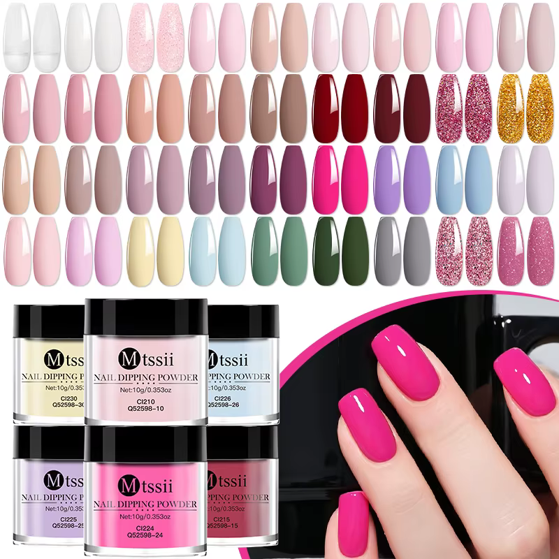 MTSSII 10g poudre à tremper pour ongles naturel sec sans lampe Cure bricolage Nail Art décoration Pi