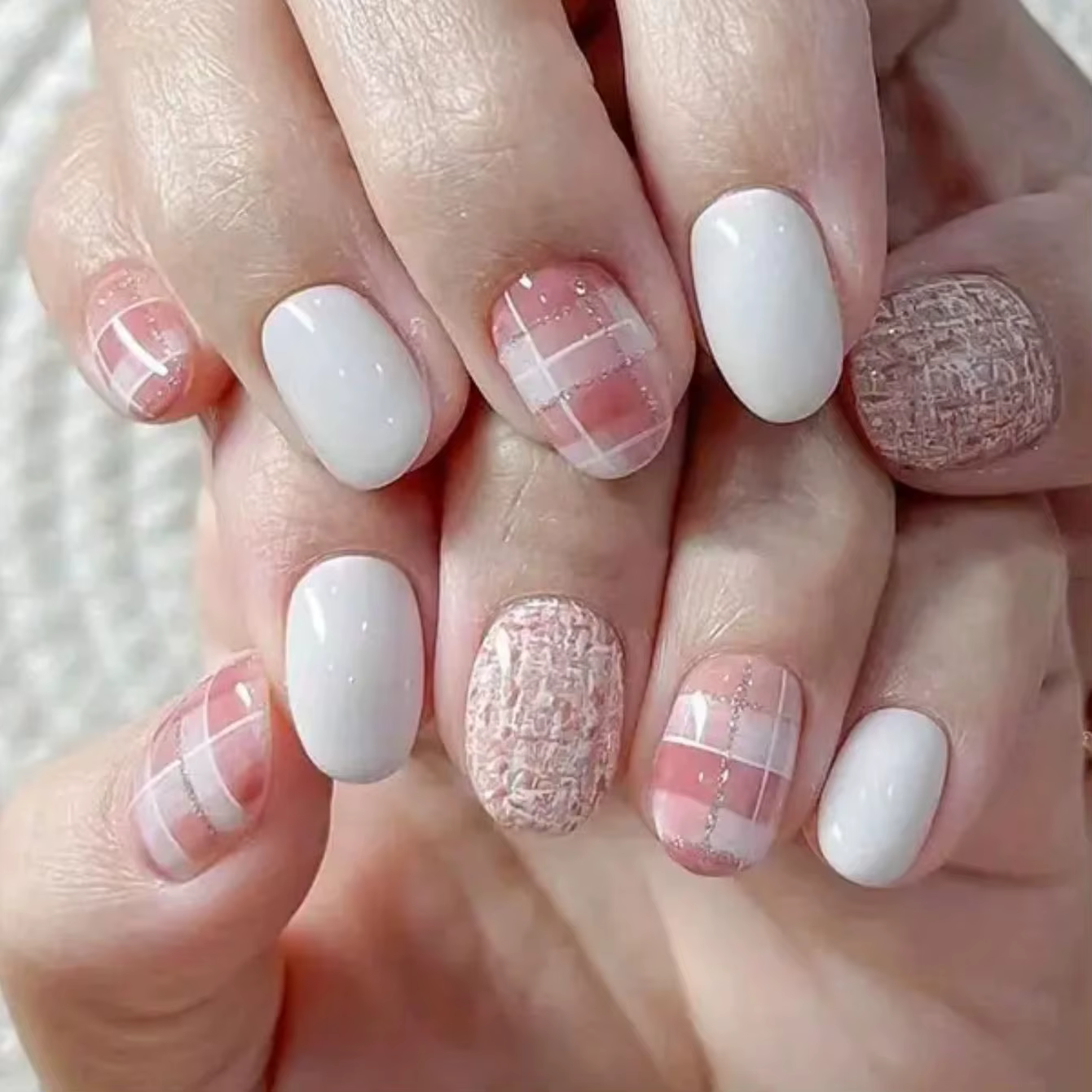 10 pièces Nail Art feuille transfert papier rose grille motif ongles estampage autocollants Sweety C