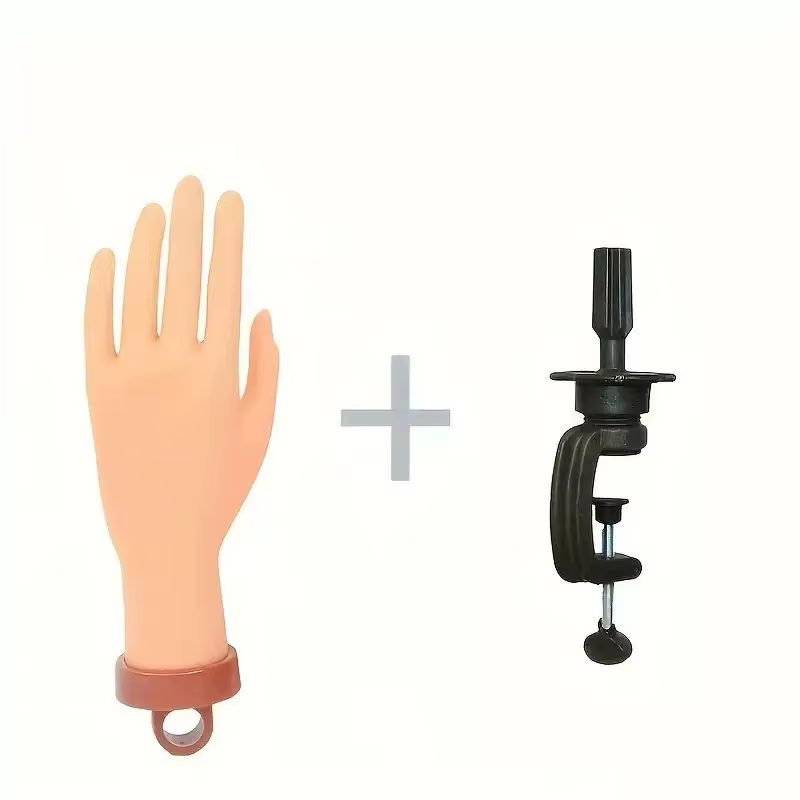 Main d'entraînement pour la pratique des ongles avec support de bureau, main de mannequin flexible p