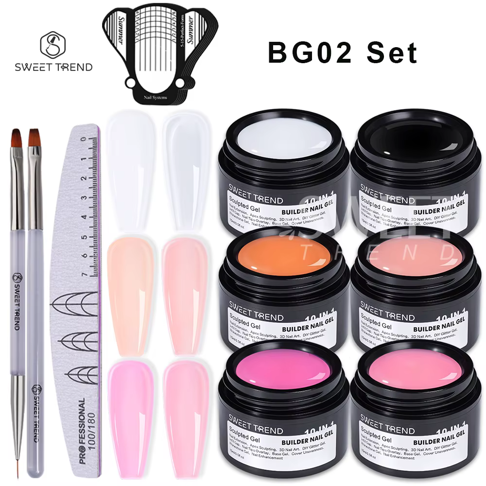 SWEET TREND - 6 couleurs 15ml Gel UV de construction transparent rose nude pour ongles, Gel d'extens