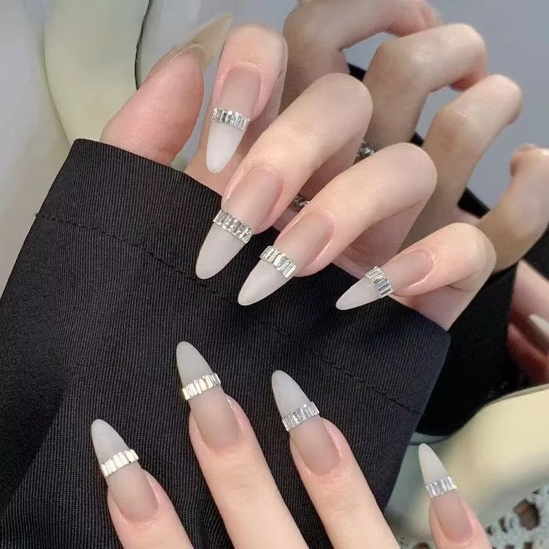 Strass réfléchissants pour ongles, 100/50 pièces, bande fine argentée, bandes de cristal pour Nail A