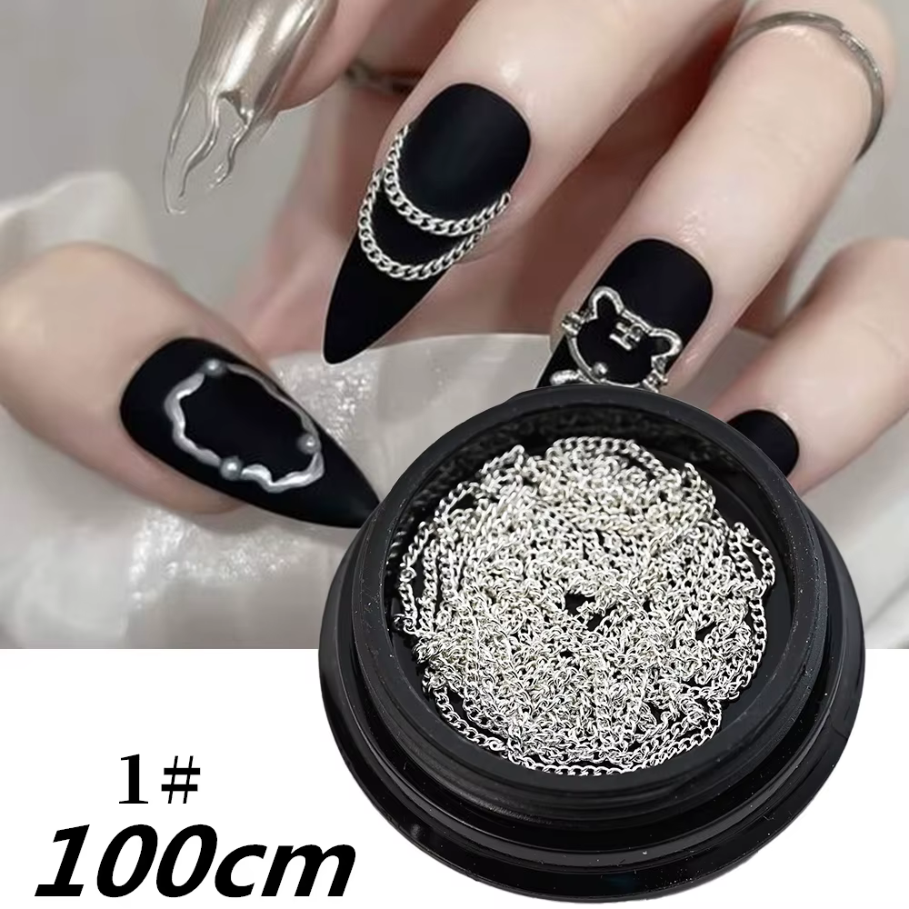 Chaîne de cristal de luxe longue 100/50cm, breloques pour ongles, 1.5/2mm, brillant clair/AB diamant