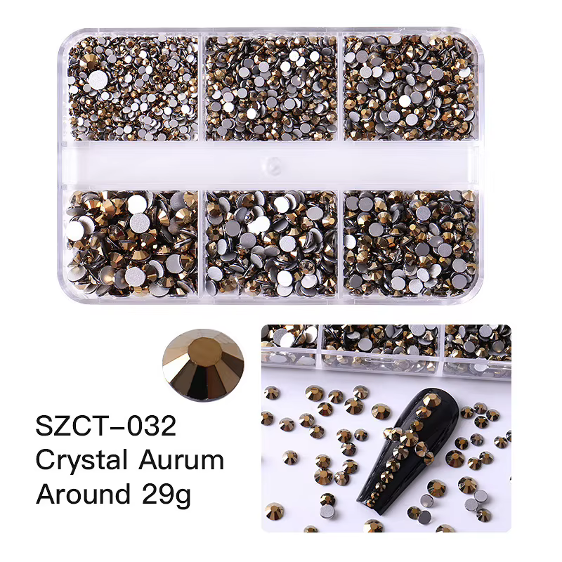 6 grilles SS6-20 taille mixte rose Bronze argent Flatback strass gemmes diamants clignotants 3D Nail