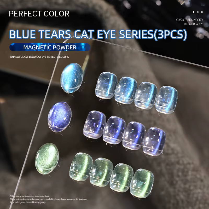 PARPECT COLOR Série œil de chat larmes bleues, 3 couleurs 1 pièce/3g Couleur bleue unique et poudre
